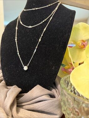 29” long 925 silver necklaces with crystal